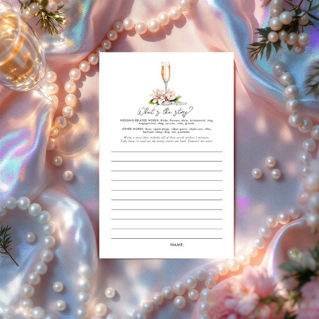 Pearls and Prosecco Quelle est l’histoire? Jeu nup (Pearls and Prosecco What’s the Story? Bridal Shower Game)