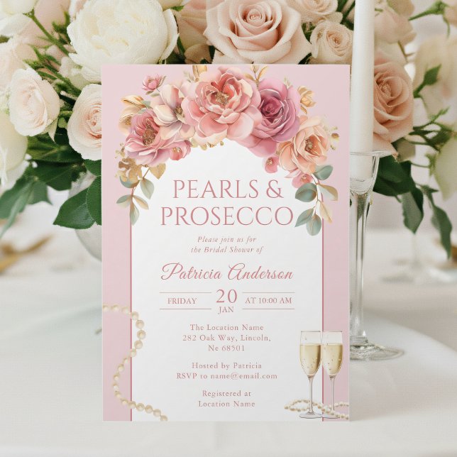 Pearls & Prosecco Bridal Shower Invitation (Créateur téléchargé)