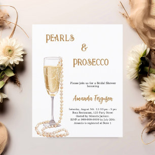 Pearls Prosecco bulle nuptiale douche invitation