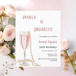 Pearls Prosecco bulles roses invitation d'annivers