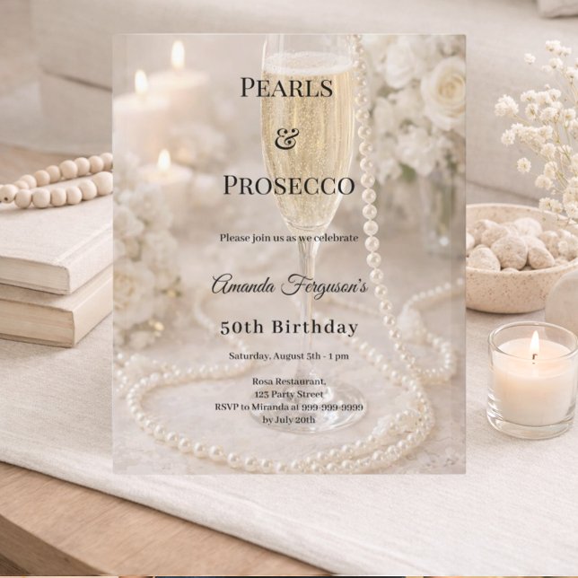 Pearls Prosecco Champagne birthday invitation (Créateur téléchargé)