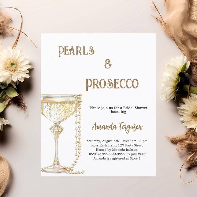 Pearls Prosecco élégante de douche nuptiale invita (Créateur téléchargé)