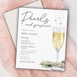 Pearls & Prosecco Élégante Invitation de douche nu