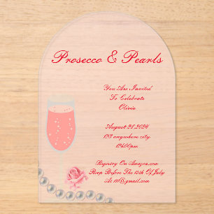 PEARLS & PROSECCO FÊTE DES MARIÉES INVITATION ROSE