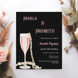 Pearls Prosecco invitation d'anniversaire rose noi