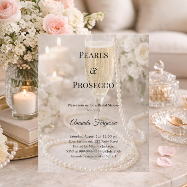Pearls Prosecco luxury Bridal Shower invitation (Créateur téléchargé)