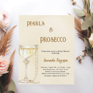 Pearls Prosecco or nuptiale douche invitation