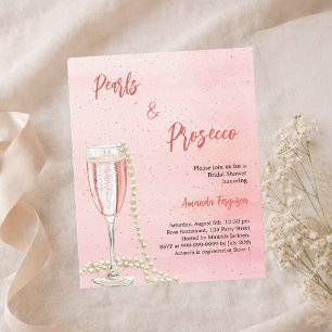 Pearls Prosecco rose Bridal Douche invitation