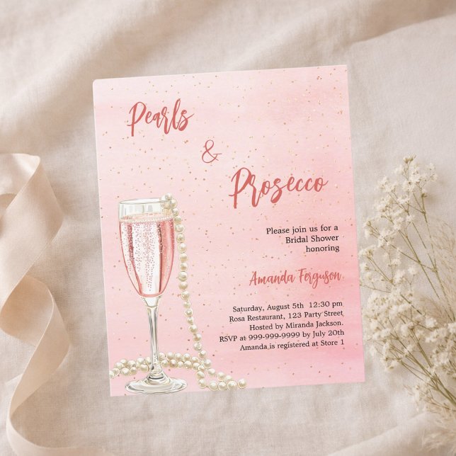 Pearls Prosecco rose Bridal Douche invitation (Créateur téléchargé)