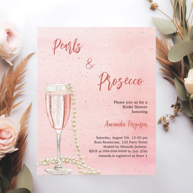 Pearls Prosecco rose Bridal Douche invitation (Créateur téléchargé)