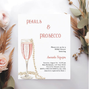 Pearls Prosecco rose Bridal Douche invitation