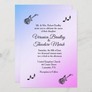 Pearly Purple Guitar Thème Faire-part de mariage
