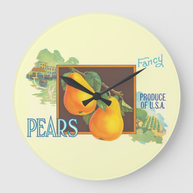 Pears Vintage Crate Art Wall Horloge (Recto)