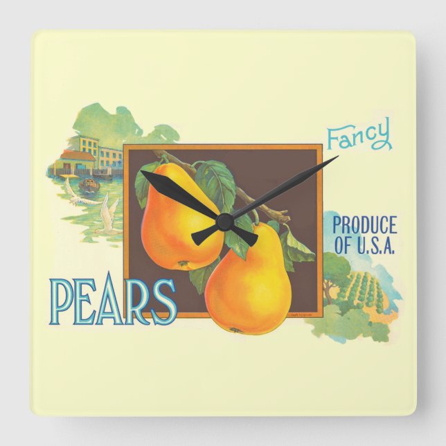 Pears Vintage Crate Art Wall Horloge (Recto)