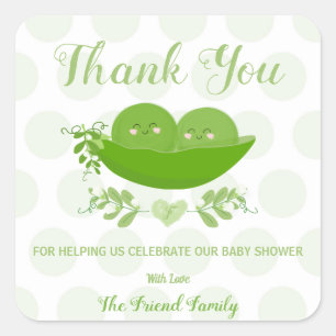 Peas dans un bébé pod Douche Merci Sticker Étiquet