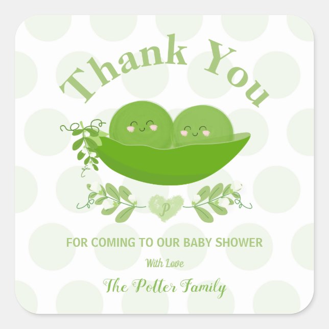 Peas dans un bébé pod Douche Merci Sticker Étiquet (Devant)