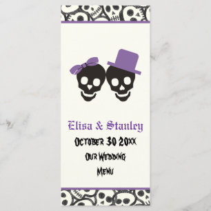 Peau amusante Carte menu mariage violet Halloween