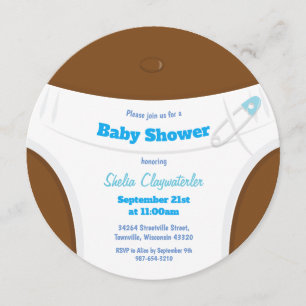 Peau Brown et couche bleue Invitation baby showe