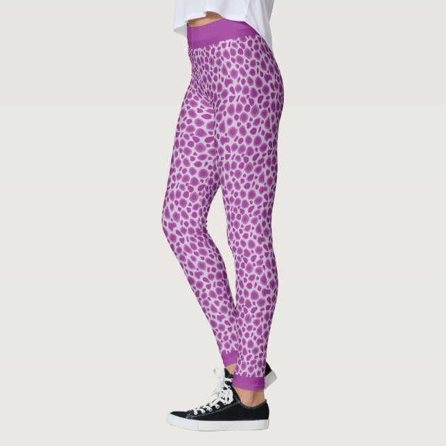 Peau de léopard pourpre Imprimer Leggings (Gauche)
