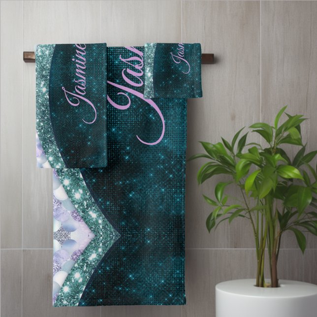 Peau de sirène sarcelle argentée faux monogramme p (Créateur téléchargé)