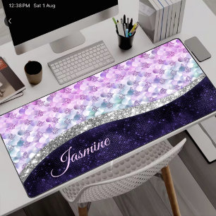 Peau de sirène violet argent faux strass monogramm