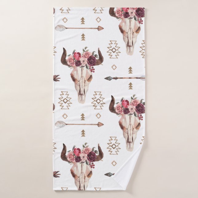 Peau de taureau natif et flèches patte sans soudur (Serviette de bain)