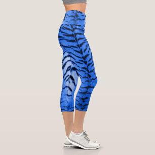 Peau de tigre bleu désert Imprimer Leggings Capri