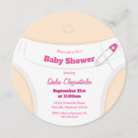 Peau légère et couche rose | Invitation baby showe