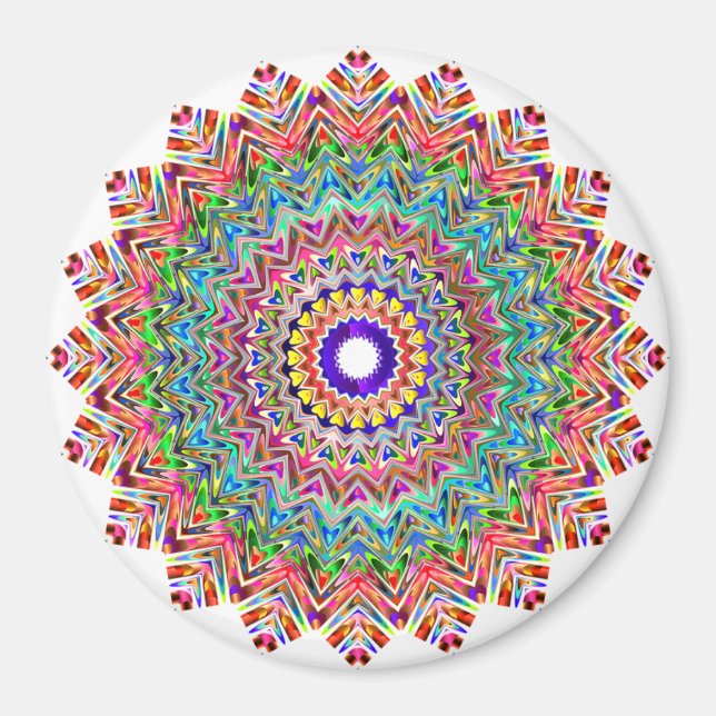 Peau rose colorée Mandala Boho Circle Magnet (Devant)