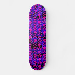 Peau rose et violet Skulls Skateboard Deck
