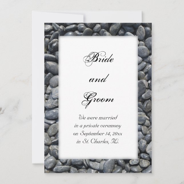 Pebbles noirs lisses Faire-part de mariage (Devant)