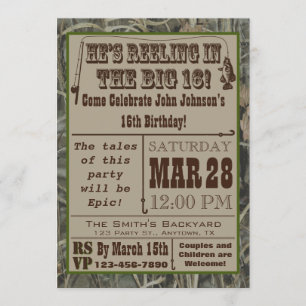 Pêche 16e anniversaire Invitation à Camo