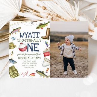 Pêche 1er Anniversaire Photo Invitation