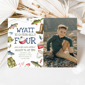 Pêche 4e anniversaire Invitation photo