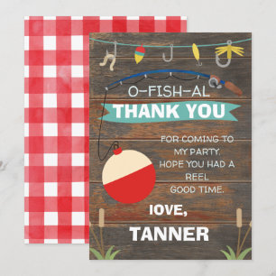 Pêche à thème Anniversaire Carte de remerciements
