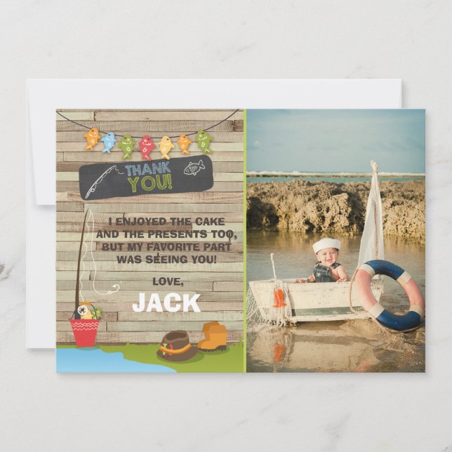 Pêche Anniversaire Carte de remerciements Pêche (Devant)