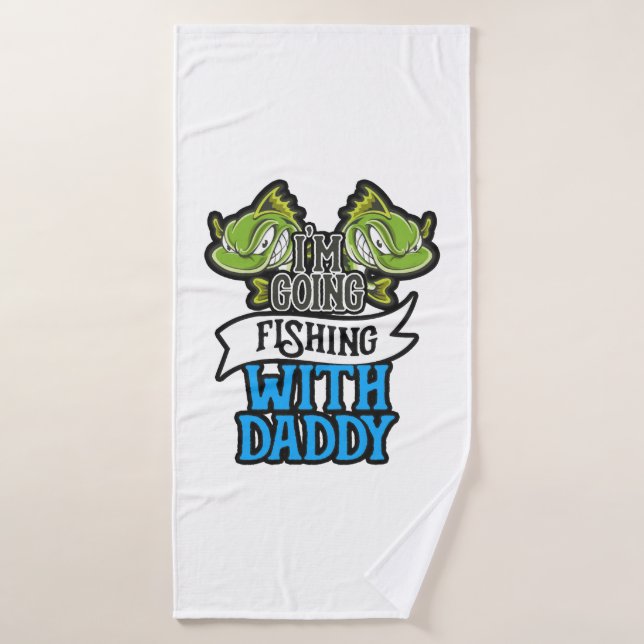 Pêche Avec Papa Anglais Cadeau Enfants (Serviette de bain)