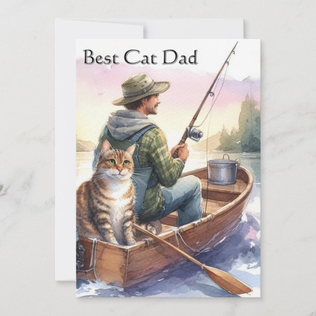 Pêche avec papa Meilleur papa chat Carte plate (Devant)