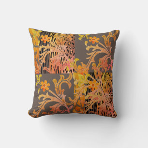 Pêche chic et Brown animal imprimé coussin