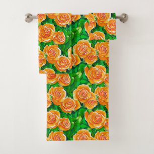Pêche / Corail Orange Aquarelle Roses