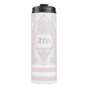 Pêche/Damas rose Bouteille d'eau rayée