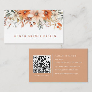 Pêche d'automne | Code QR Carte de visite Fleurie