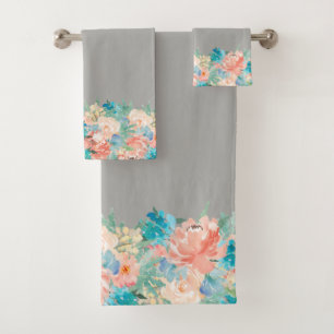 Pêche et aquarelle Aqua Motif floral