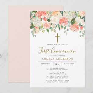 Pêche et crème première communion Invitation
