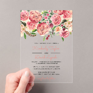 Pêche et fleurs de corail faire-part de mariage fl