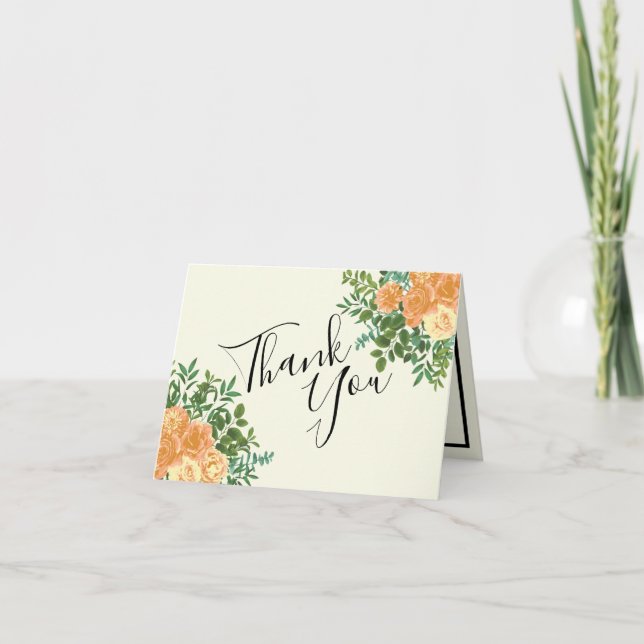 Pêche et ivoire Peony Rose Mariage Floral Merci (Devant)