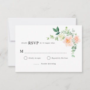 pêche fleurie verdure mariage carte RSVP