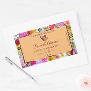 Pêche florale colorée Produit Coeurs Étiquette Bij