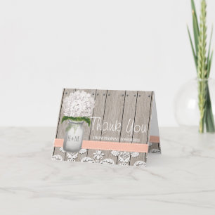 Pêche Hydrangea Monogrammé Mason Jar MERCI