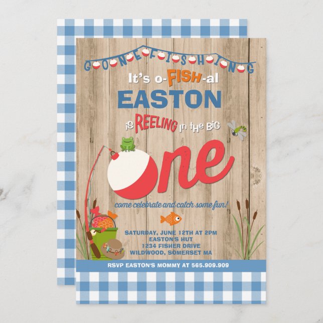 Pêche Invitation Anniversaire O-Fish-Ally Une Part (Devant / Derrière)